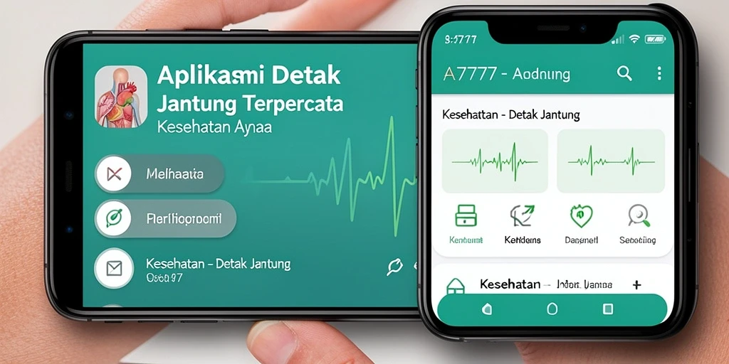 Tampilan utama aplikasi A7777 yang menampilkan detak jantung pengguna.