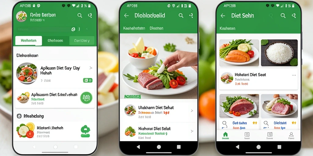 Tampilan antarmuka pengguna yang menarik dari API288 untuk diet sehat
