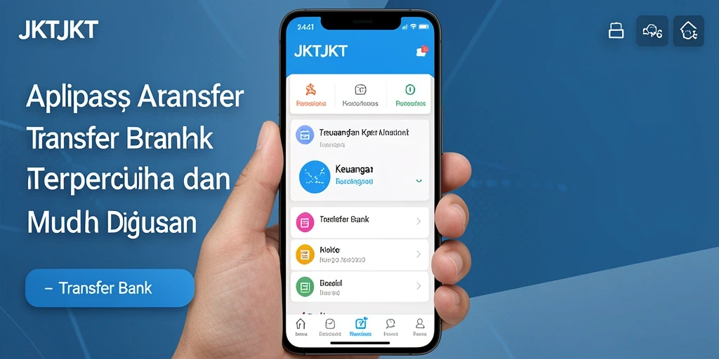 Antarmuka aplikasi JKTJKT untuk transfer bank yang user-friendly.