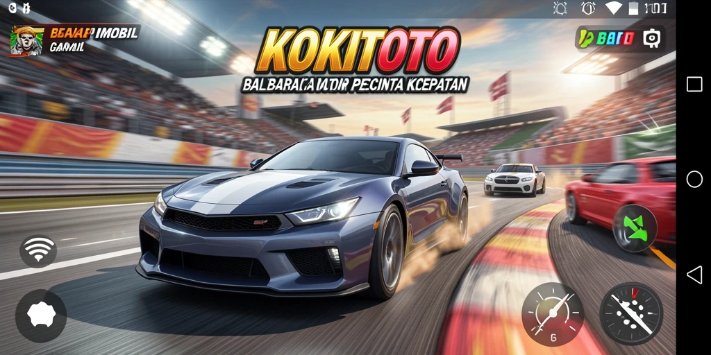 Screenshot KOKITOTO menampilkan trek balap yang menegangkan.