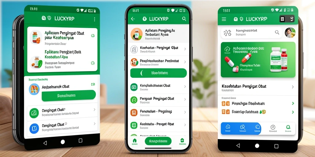 Antarmuka intuitif aplikasi LUCKYRP untuk pengingat obat.