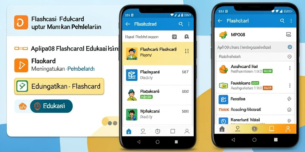 Tampilan antarmuka aplikasi MPO08 untuk belajar Flashcard.