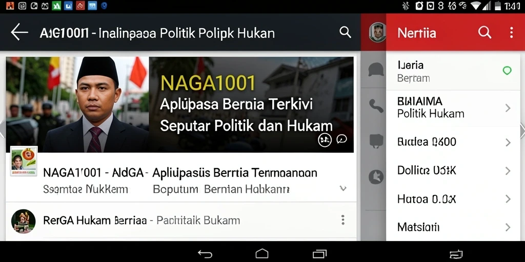 Screenshot antarmuka aplikasi NAGA1001 yang user-friendly untuk berita politik dan hukum.
