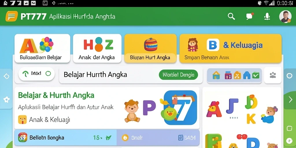 Tampilan antarmuka PT777 yang interaktif dan ceria.
