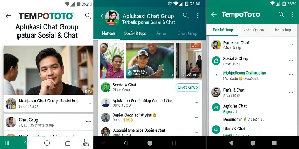 Antarmuka aplikasi TEMPOTOTO memperlihatkan fitur Chat Grup yang intuitif.